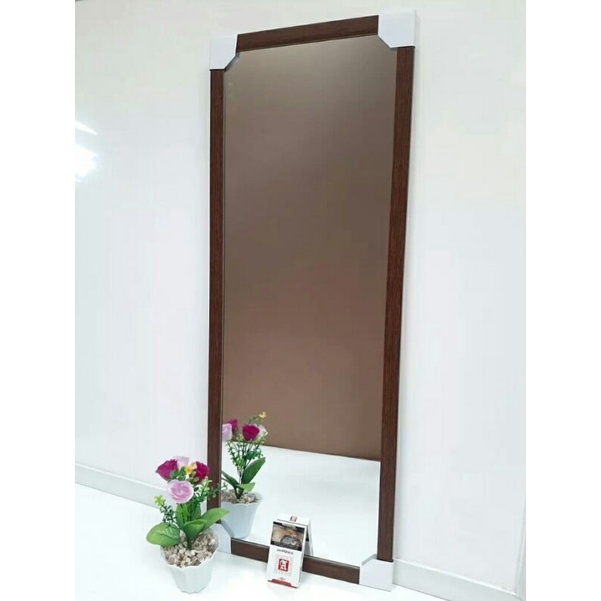 (PECAH GANTI BARU)CERMIN RIAS/DINDING MINIMALIS(34×90)FULL BODY-Coklat