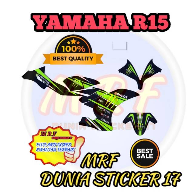 dekal yamaha R15 stiker decal yamaha R15 decal stiker yamaha R15 stiker decal motor yamaha R15 hijau