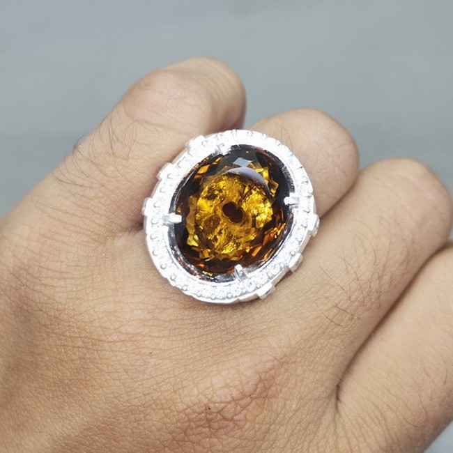 Batu Cincin Akik Emas Kinyang Citrine Emas Perak