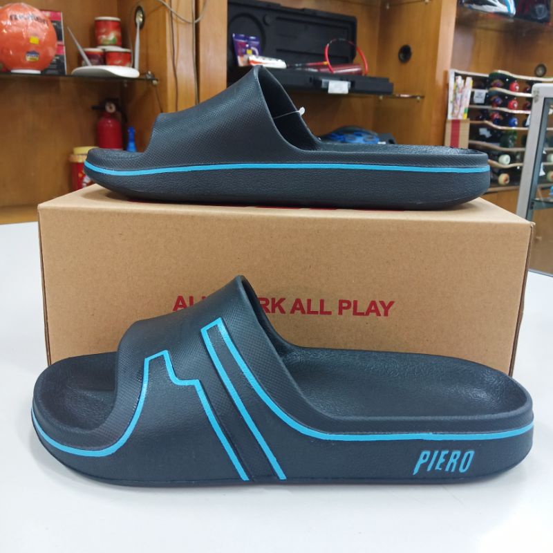 Sandal sendal sandals slide on flat piero skyfit sky fit hitam biru black blue original