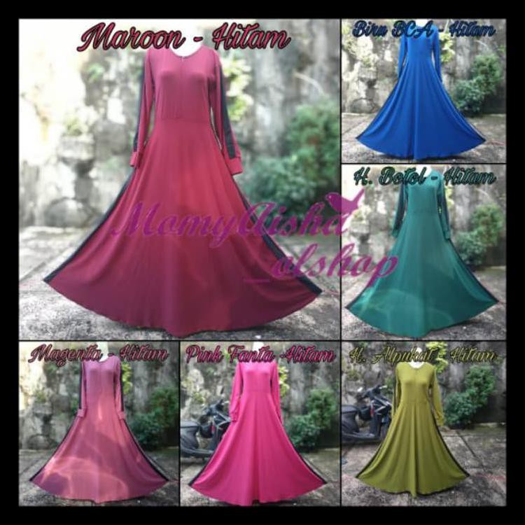 TERMURAH GAMIS POLOS JERSEY MURAH / GAMIS POLOS JERSEY SPORT / FASHION WANITA - HITAM MARGENTA