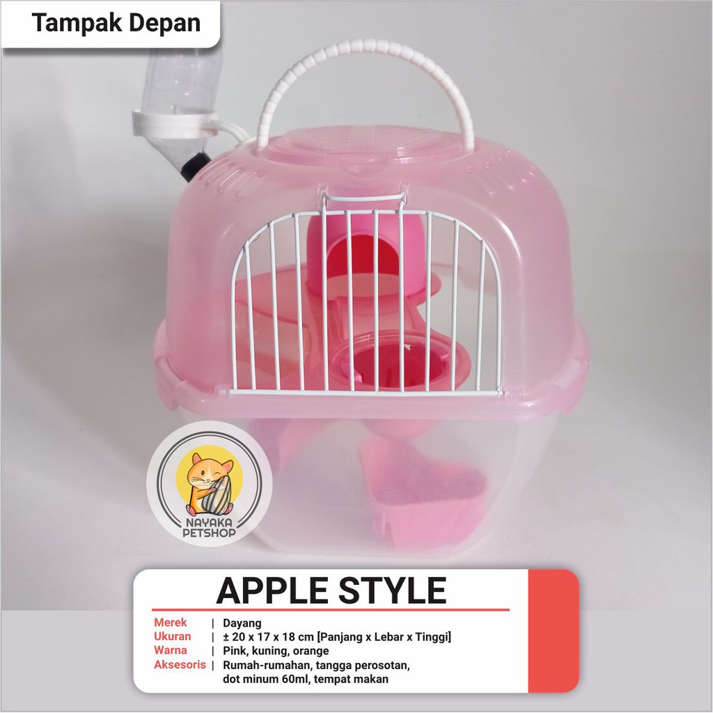 Dayang Apple Style Kandang Hewan Hamster Tingkat Travel Bentuk Apel 2 Lantai