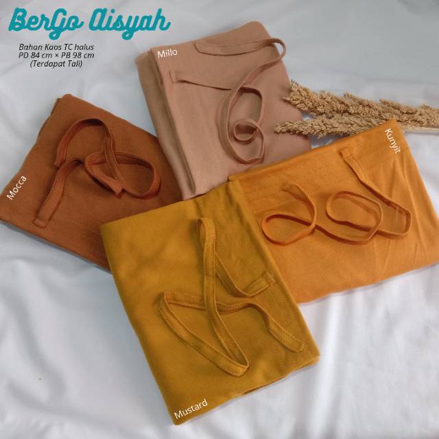 HIJAB DEWASA MUSLIMAH TALI _ BERGO AISYAH BAHAN KAOS TC PREMIUM _ BEST SELLER BISA COD