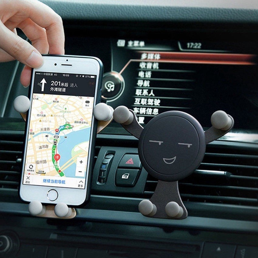 Universal No Magnetic Gravity Car Mobile Phone Holder / Smile Face Air Vent Clip Phone GPS Mount / in Car Smartphone Stand / Kompatibel dengan for iPhone 11 Pro XS Max Android Phone Xiaomi Huawei Samsung