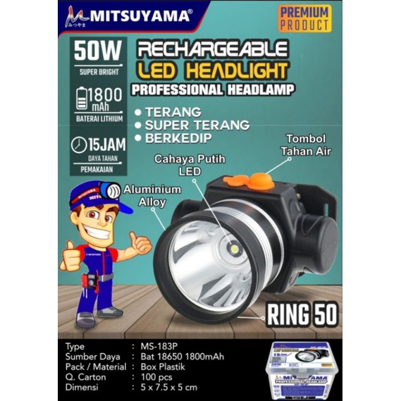 Senter Kepala 50 Watt Mitsuyama MS 183P