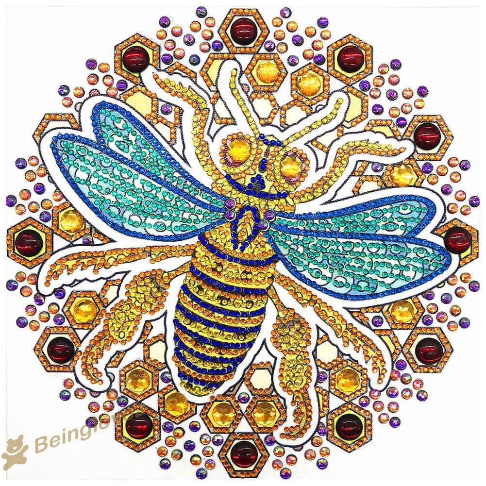 Diy Lukisan Diamond 5d Dengan Gambar Lebah Dan Hiasan Berlian
