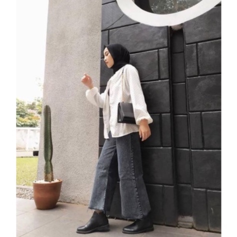 HOPYLOVY Celana Kulot Jeans Wanita Rawis Isvara Fringe | Celana High Waist Jeans Kulot | Celana Highwaist Kulot Jeans Wanita