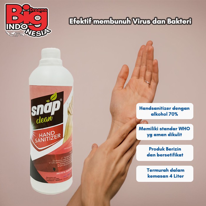 Hand Sanitizer Cair Snap Clean 1 Liter