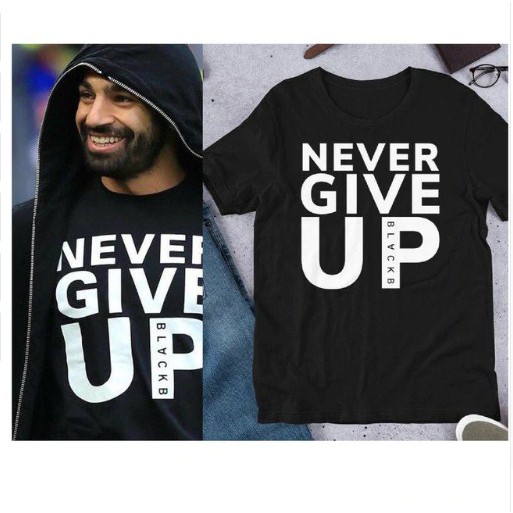 NEVER GIVE UP Kaos Pria BIG SIZE Lengan Pendek Cotton Combed 100% M L XL XXL XXXL XXXXL XXXXXL