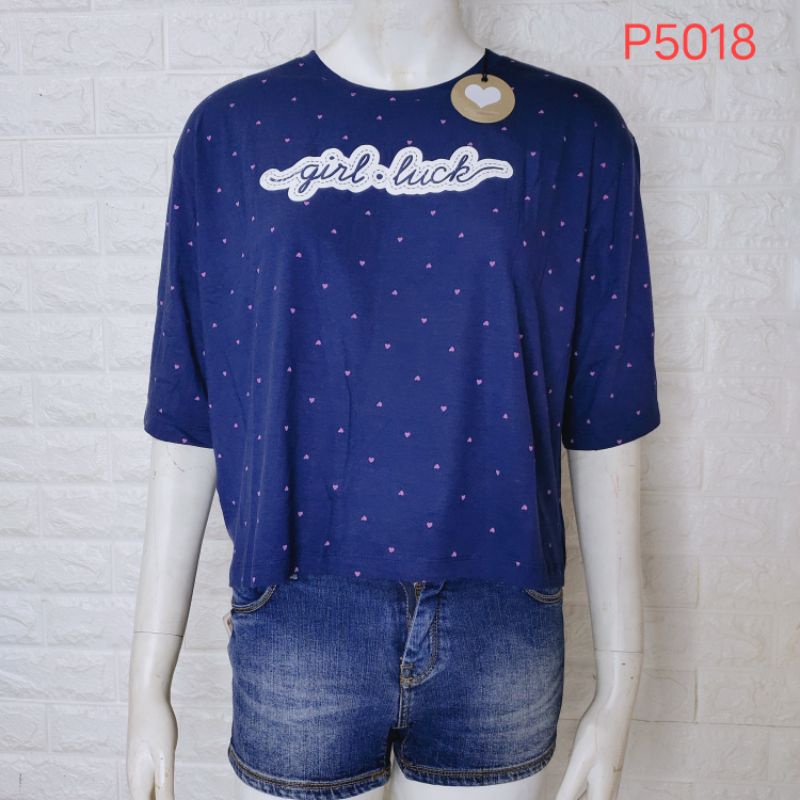 NEW T-Shirt NINETY DEGRESS By LOGO JEANS Wanita Cropetee AP5018