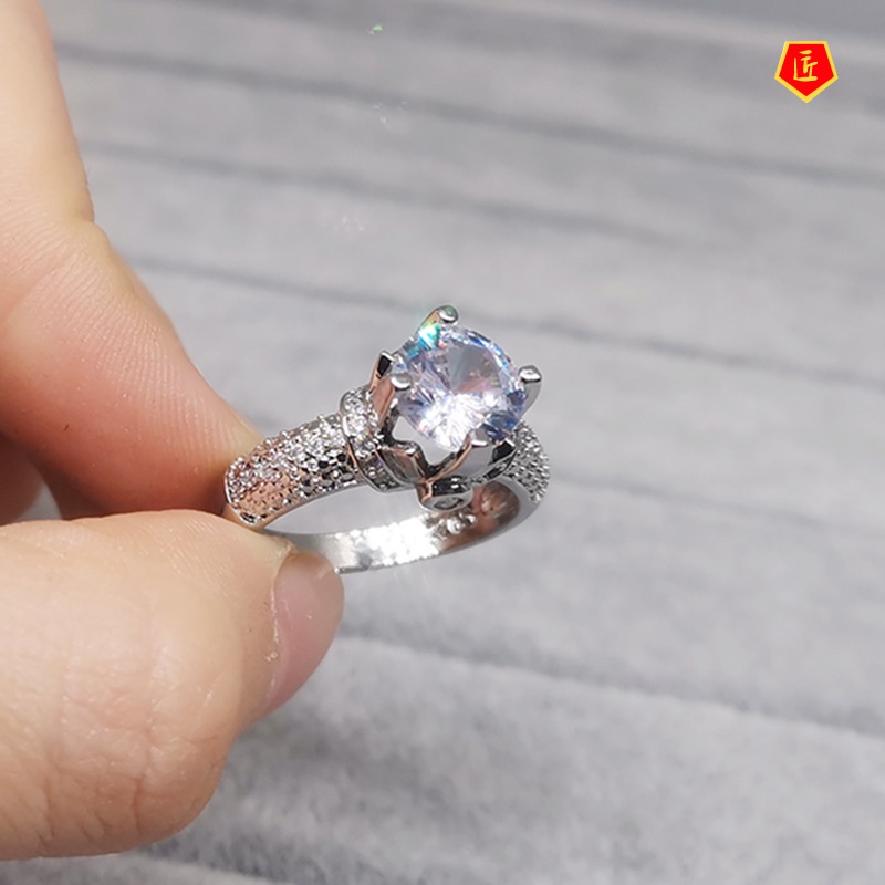 [Ready Stock]Luxury Micro-Inlaid Moissanite Women's Ring Simple Fashion