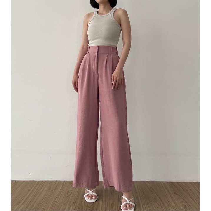 Celana Kulot Crinkle Highwaist Wanita Loose Cullote Pants Terbaru