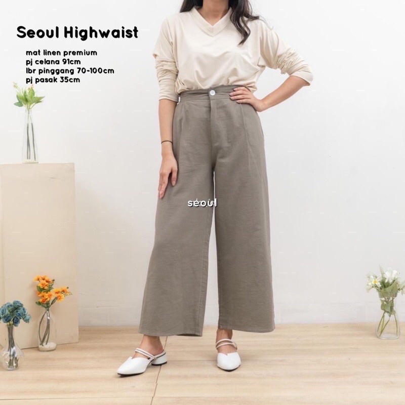 KULOT LINEN HIGHWAIST / CULLOTE PANTS / CELANA KULOT WANITA