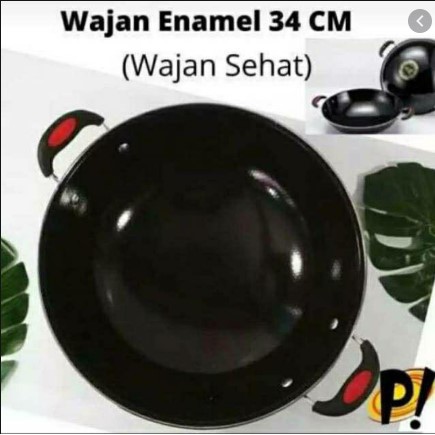 COD PANCI ENAMEL / WAJAN ENAMEL 34 CM / WAJAN PENGORENGAN ENAMEL 2 KUPING ANTI LENGKET | ZAFKA STORE