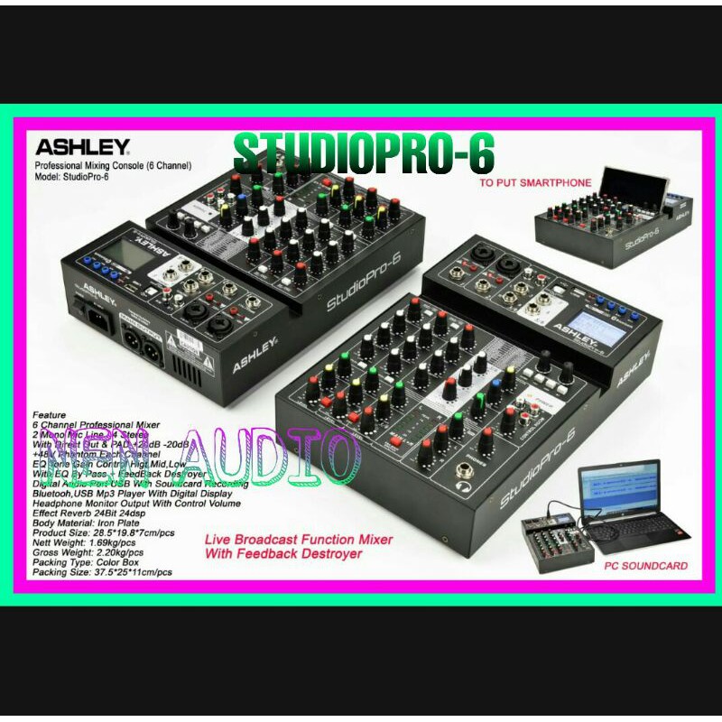 Mixer Ashley StudioPro 6 Original SoundCard Khusus Anti Feedback