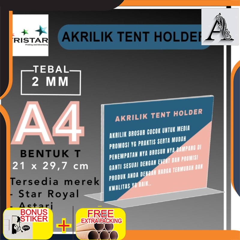 Murah ACRYLIC TENT HOLDER A4 / AKRILIK A4 BENTUK LANDSCAPE