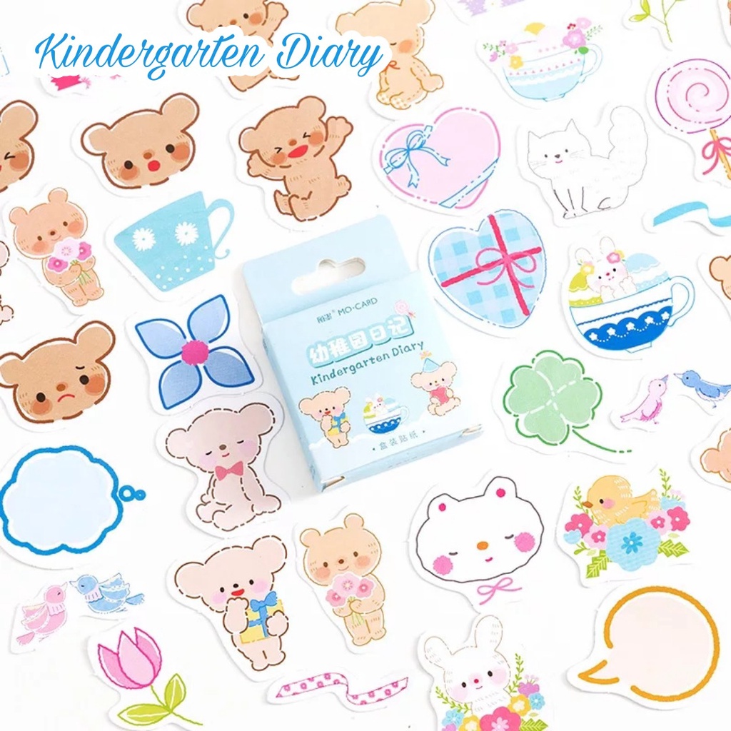 45pcs Aesthetic Stiker Box Lucu Murah Dekorasi Hias Diary/Journal/Scrapbook/DIY-Kindergarten Diary