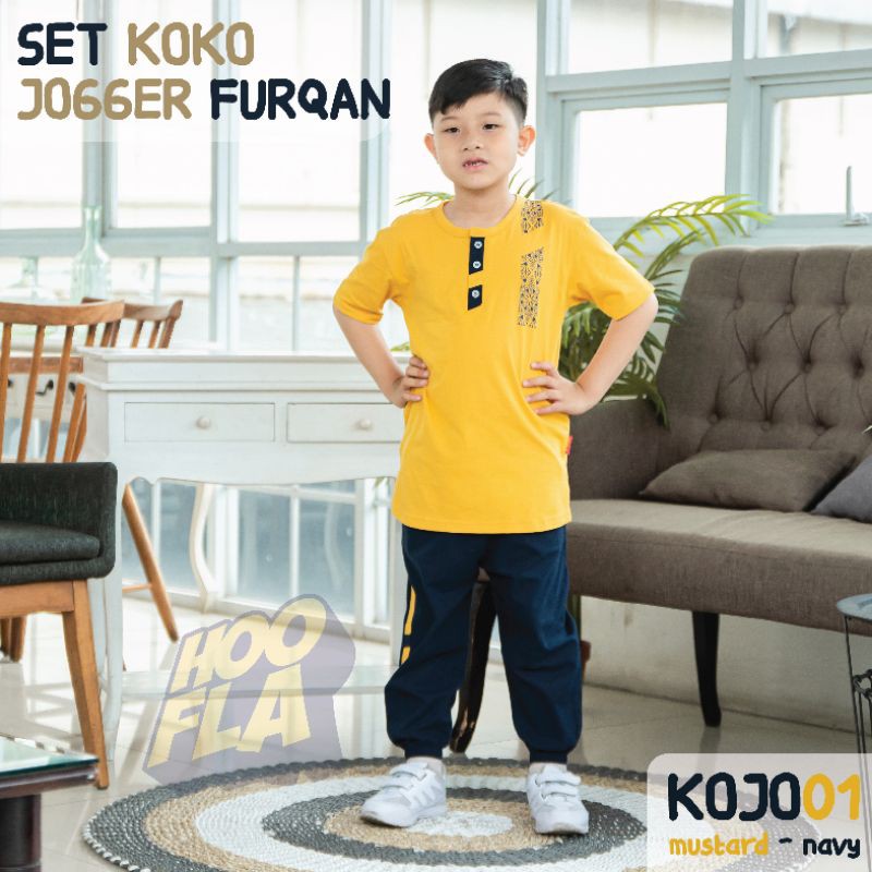 Baju Setelan Anak Laki Laki Umur 3 - 12 Tahun Koko Jogger Hooflakids Setelan Kaos Anak Laki Cowok