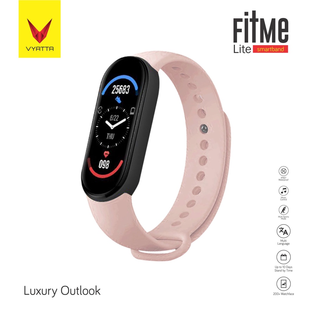 VYATTA FitMe Lite New Smartband - 200+Watchface, Sport Mode, IP67,SPO2-Pale Pink
