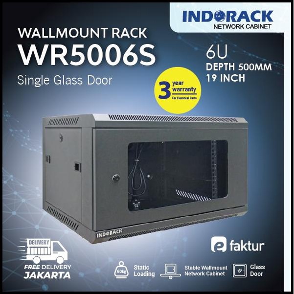 Wr5006S - 6U Wallmount Rack Depth 500Mm Single Door 19" - Indorack