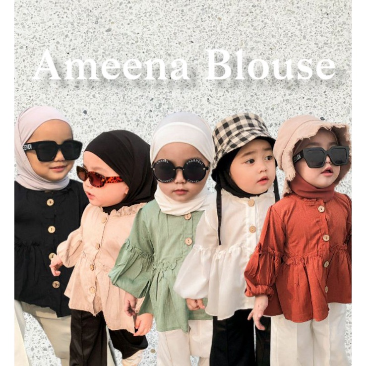 BABYNHA AMEENA Blouse Atasan Baju Anak Perempuan Tangan Panjang  Usia 6 Bulan-8 Tahun