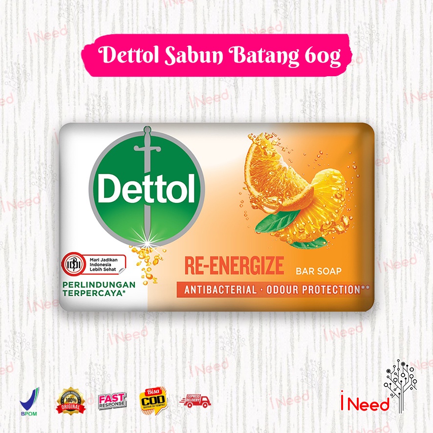 (INEED) (60gr) Dettol sabun batang / bar soap 60gr