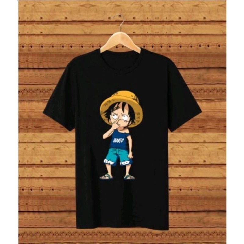 kaos anime one piece LUFFY hitam