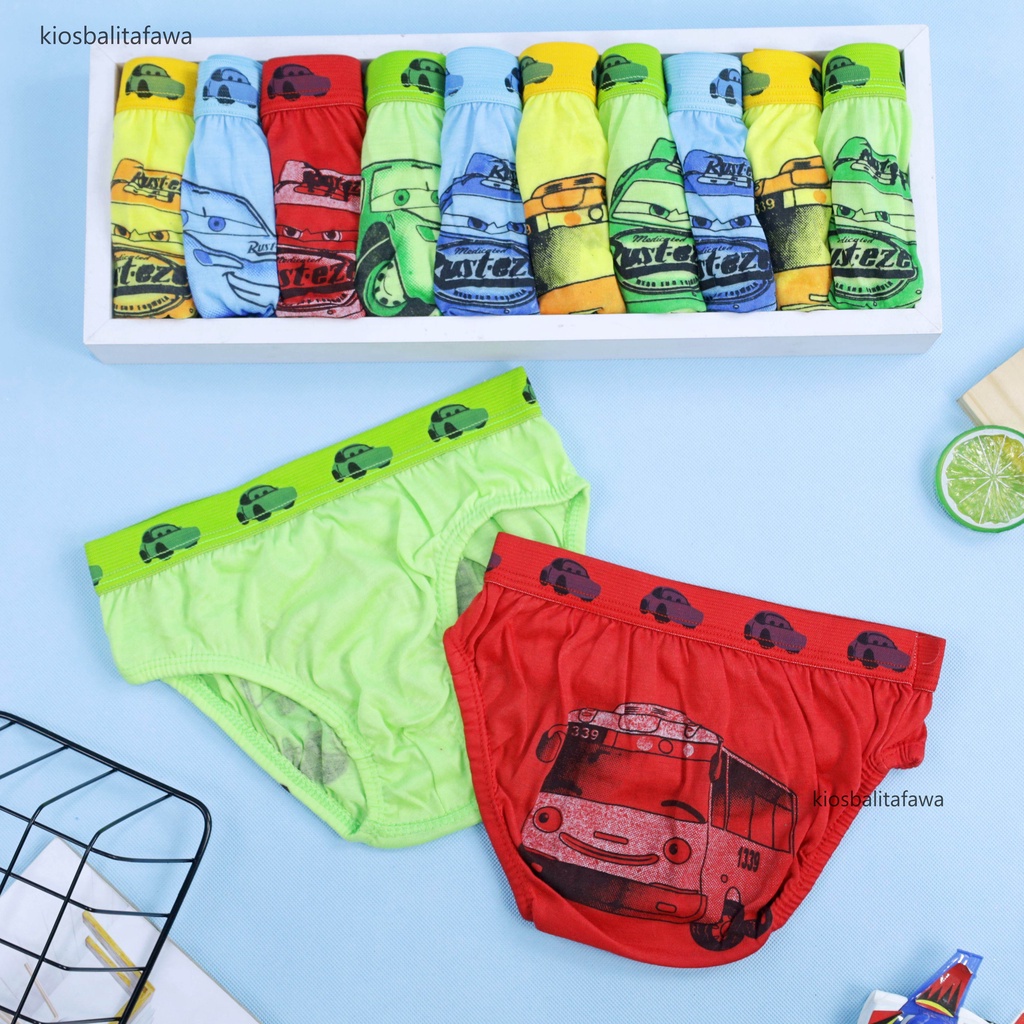 (ISI 6-12 PC) Celana Dalam uk 1-2 Tahun / Underwear Anak Laki Pakaian Dalam Polos Boxer Katun Murah