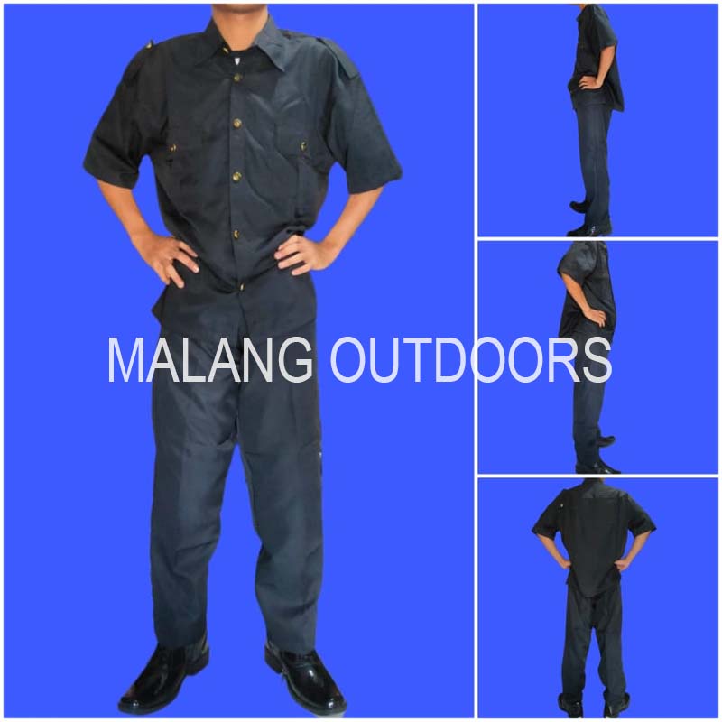 Promo Satpam   Seragam PDL Safari Lengan Pendek Hitam |Seragam Safari Satpam Security
