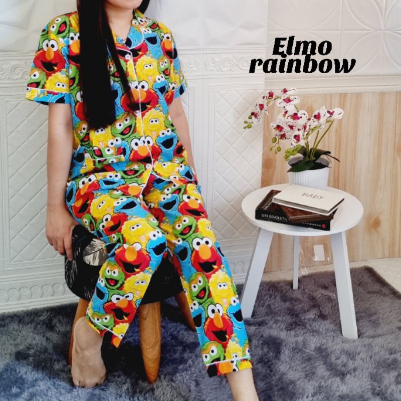 PIYAMA DEWASA CP ELM0 RAINBOW KATUN PREMIUM