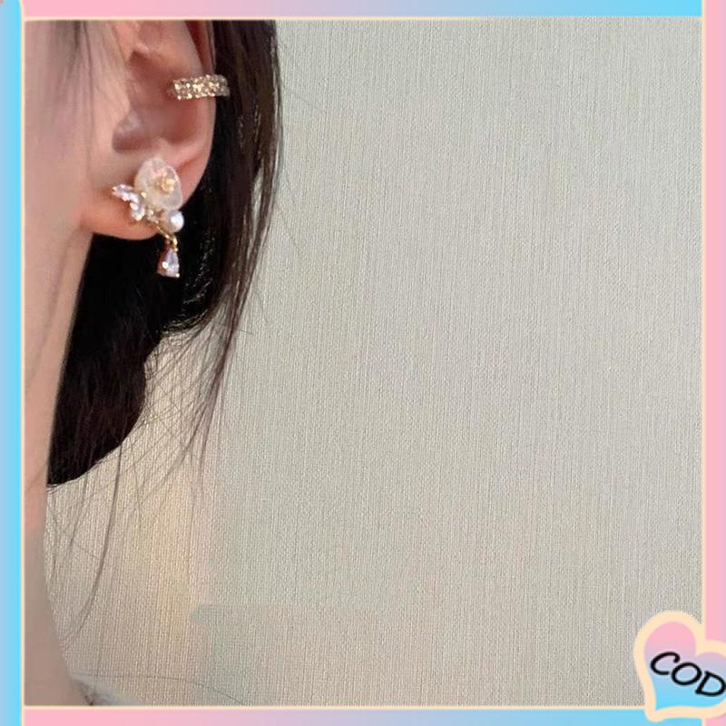 COD❤️Anting Giwang Model Bunga Gaya Retro Elegan Dengan Berlian Imitasi Untuk Wanita-A.one