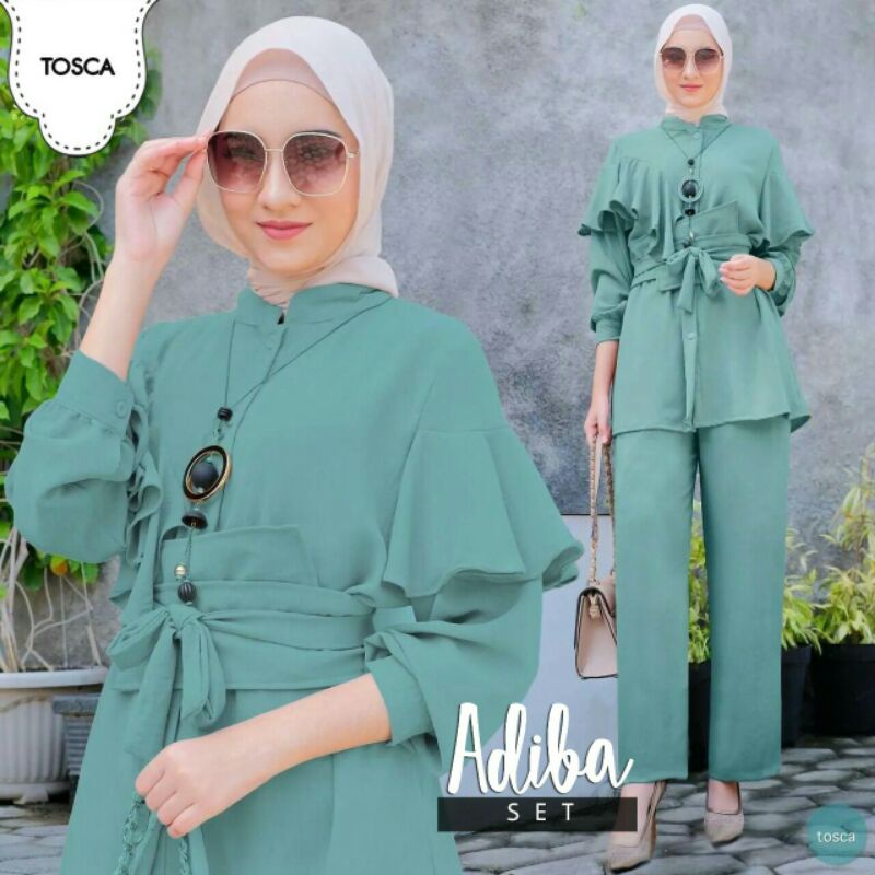 ST Set Stelan Atasan Celana Moscrepe Adiba