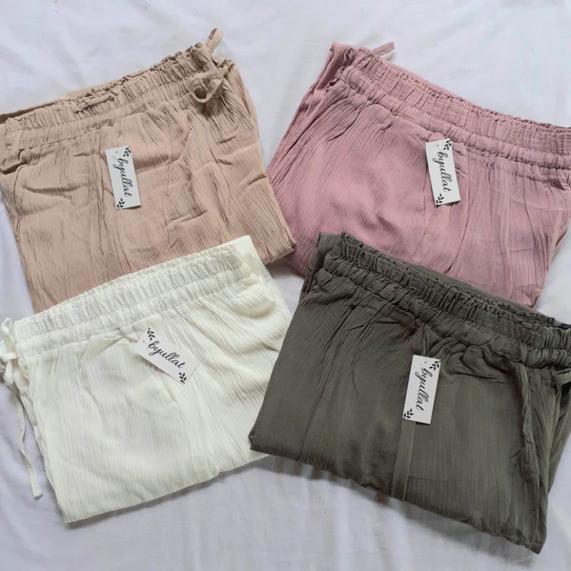 Celana Kulot Wanita Jumbo Kekinian Highwaist Korean Yang Ngga Ada Gari Kulot Crinkle Rayon Premium