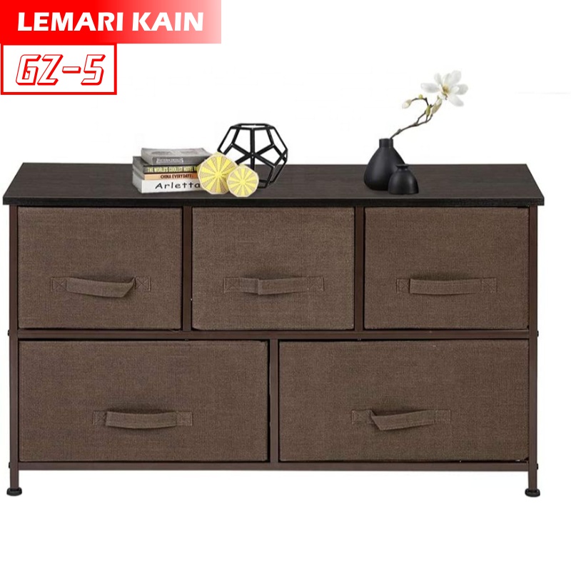 Lemari 2 Susun 5 Kotak Kain Linen Rak Penyimpanan Laci - ORANGEHOME (GZ-5)