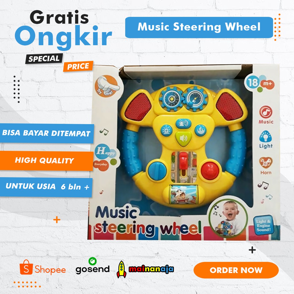 Mainan Musik Bayi Music Steering Wheel Model Stir Mobil / Mainan Bayi 1 Tahun Mainan Edukasi