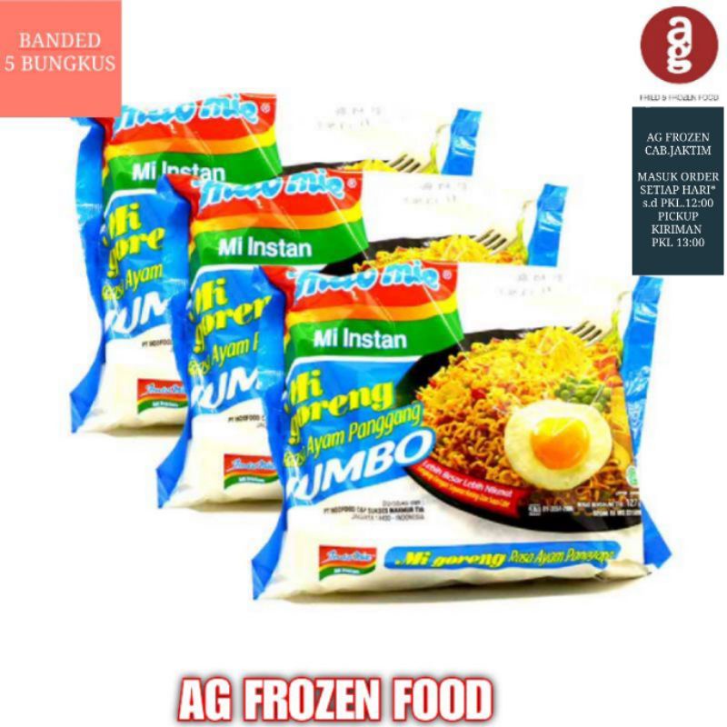 

Indomie Goreng Jumbo Ayam Panggang Banded Isi 3 Bungkus