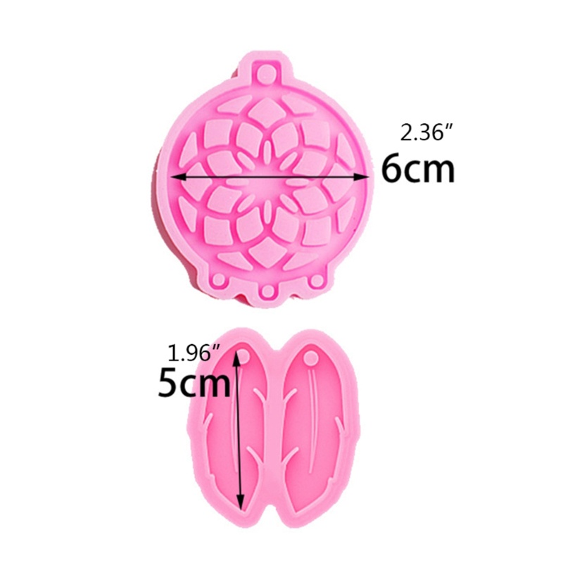 SIY  5 Pcs Dream Catcher Feather Keychain Epoxy Resin Mold Car Pendant Silicone Mould