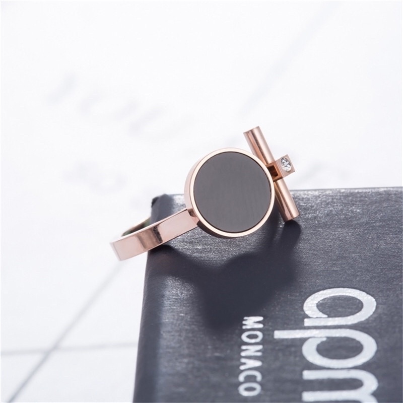 Cincin Titanium Black Square Premium Vintage Fashion