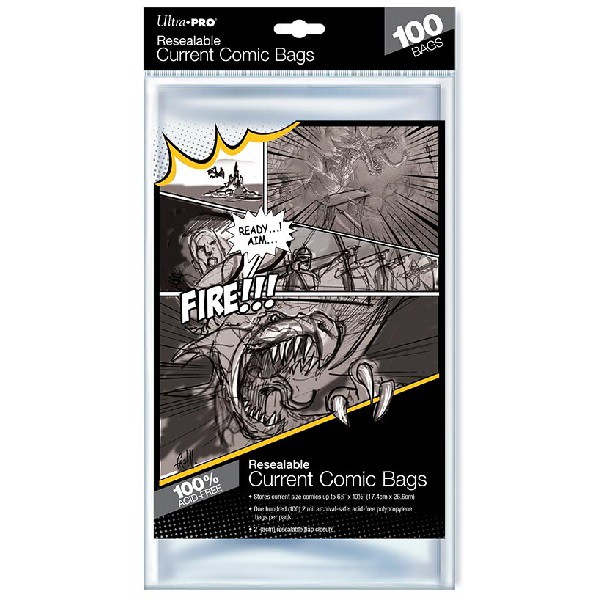 Ultra Pro Current Size 6-7/8" X 10-1/2" Resealable Comic Bags pack (100ct)
