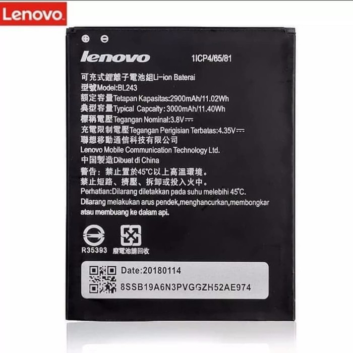 Baterai Lenovo A7000 A7700 A7000+ plus BL243 original