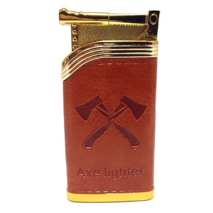 Parling Laris! KOREK API AXE LEATHER GOLD 9453-1 MANCIS LAS LIGHTER KOREK UNIK Low Price!