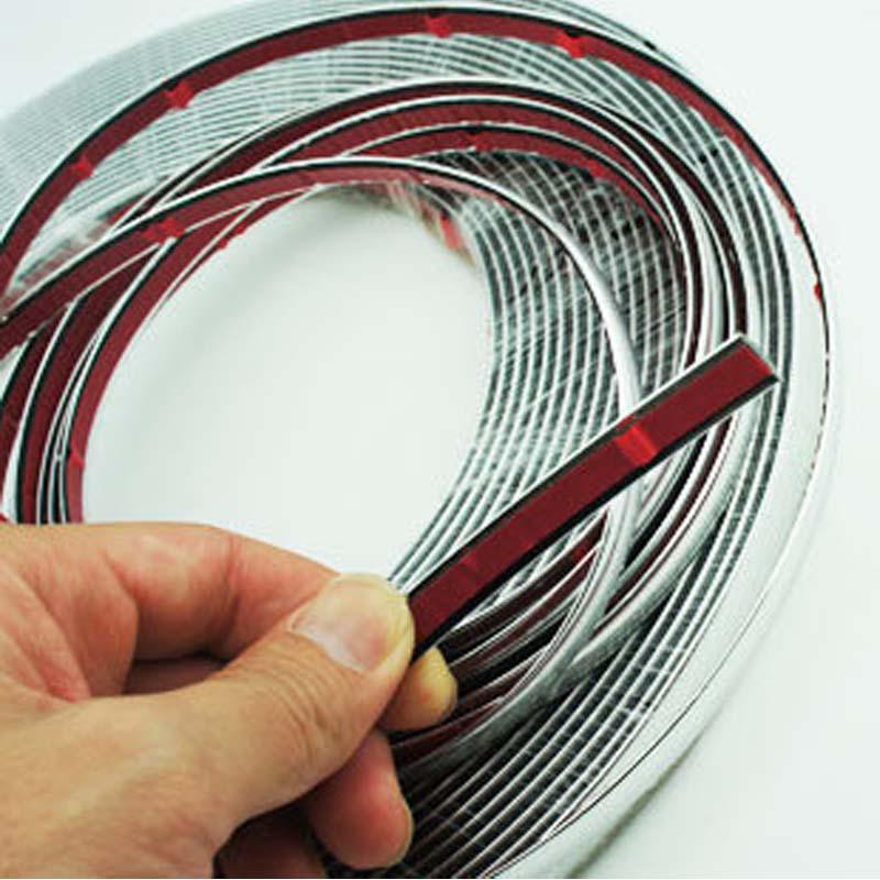 GS8 10mmx15M Lis Dekorasi Interior Eksterior Mobil Moulding Chrome Trim Strip QEEPY C3578 Silve