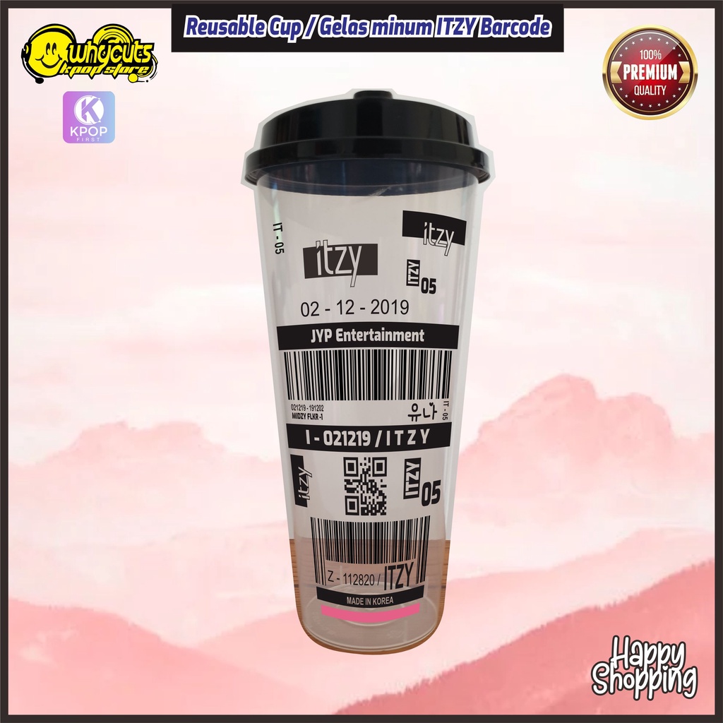 Reusable Cup Itzy edisi Barcode  / bisa panas dan dingin 700ml