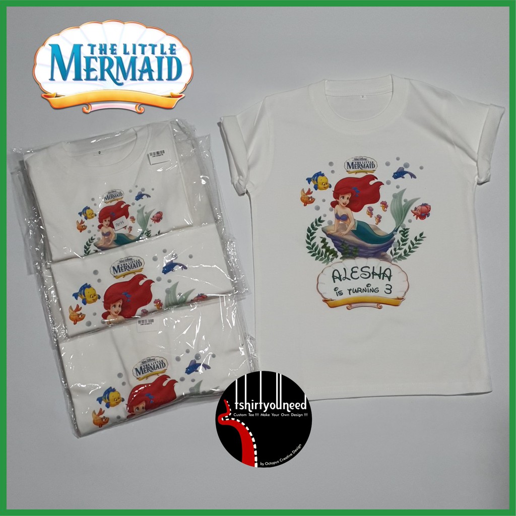 Kaos Anak Dewasa TYN Princess Ariel Mermaid