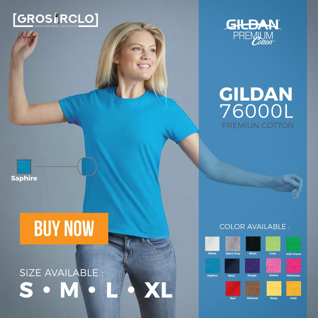 JUAL MURAH Kaos Polos GILDAN Premium 76000L CEWE Ladies Oroginal Import Murah TERLARIS
