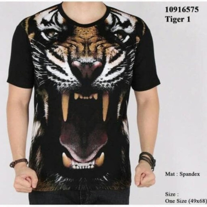 Baju Kaos Macan Harimau Tiger 3D Animal Binatang Satwa Pria