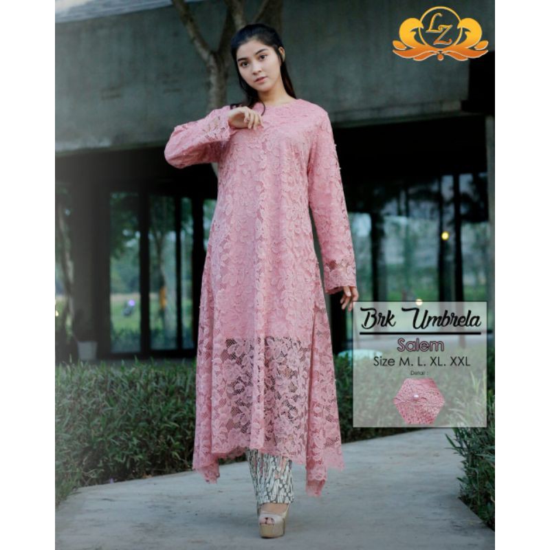 kebaya brokat semi gamis umbrella mutiara
