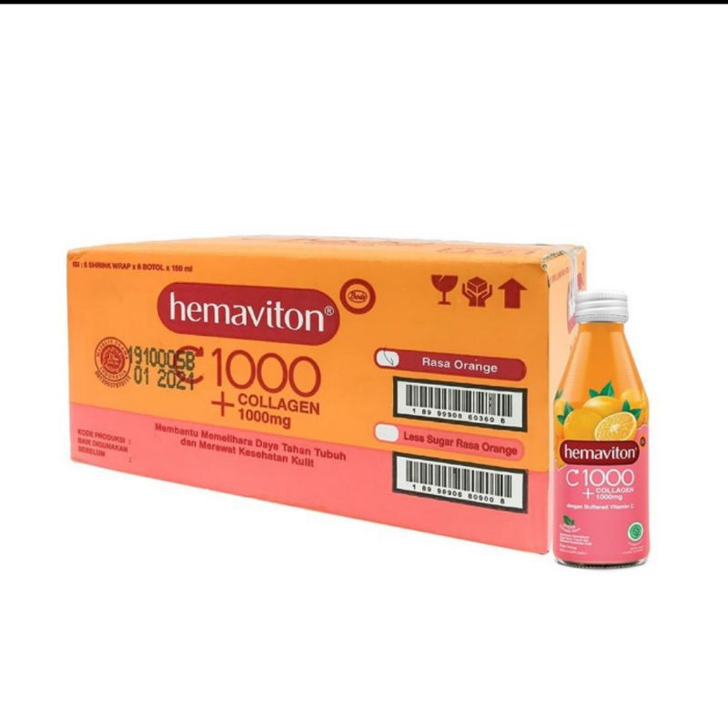 Hemaviton C1000 collagen less sugar 1 dus 150 ml x 30 botol