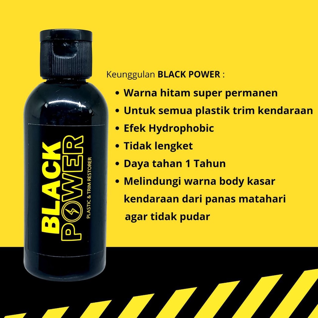 Black Power Penghitam Permanen Body Motor dan Mobil | Penghitam Dasboard Body Kasar Perfect Black | Trim Restorer Semir Hitam Body Motor | Pengkilap Bodi Plastik Import
