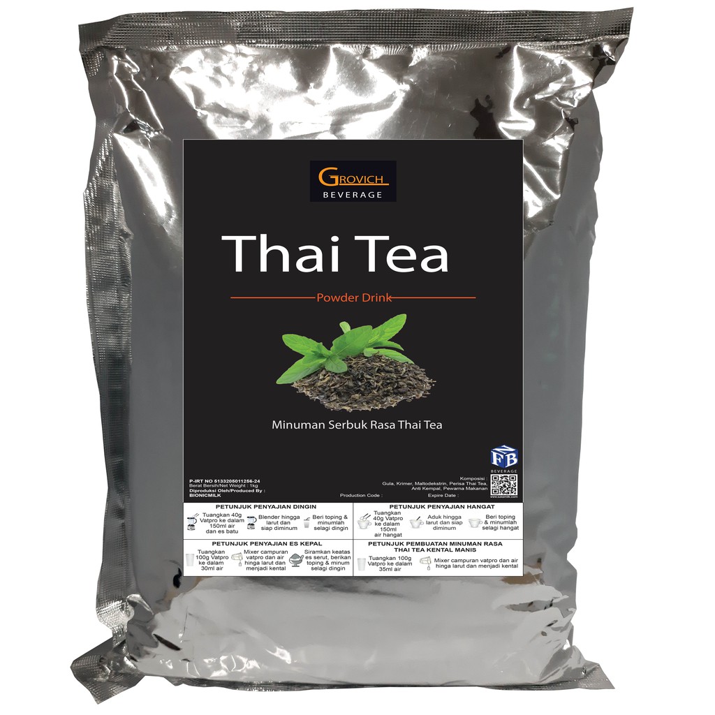 

Minuman Bubuk rasa Thai Tea (Thai Tea powder drink) GROVICH 1kg